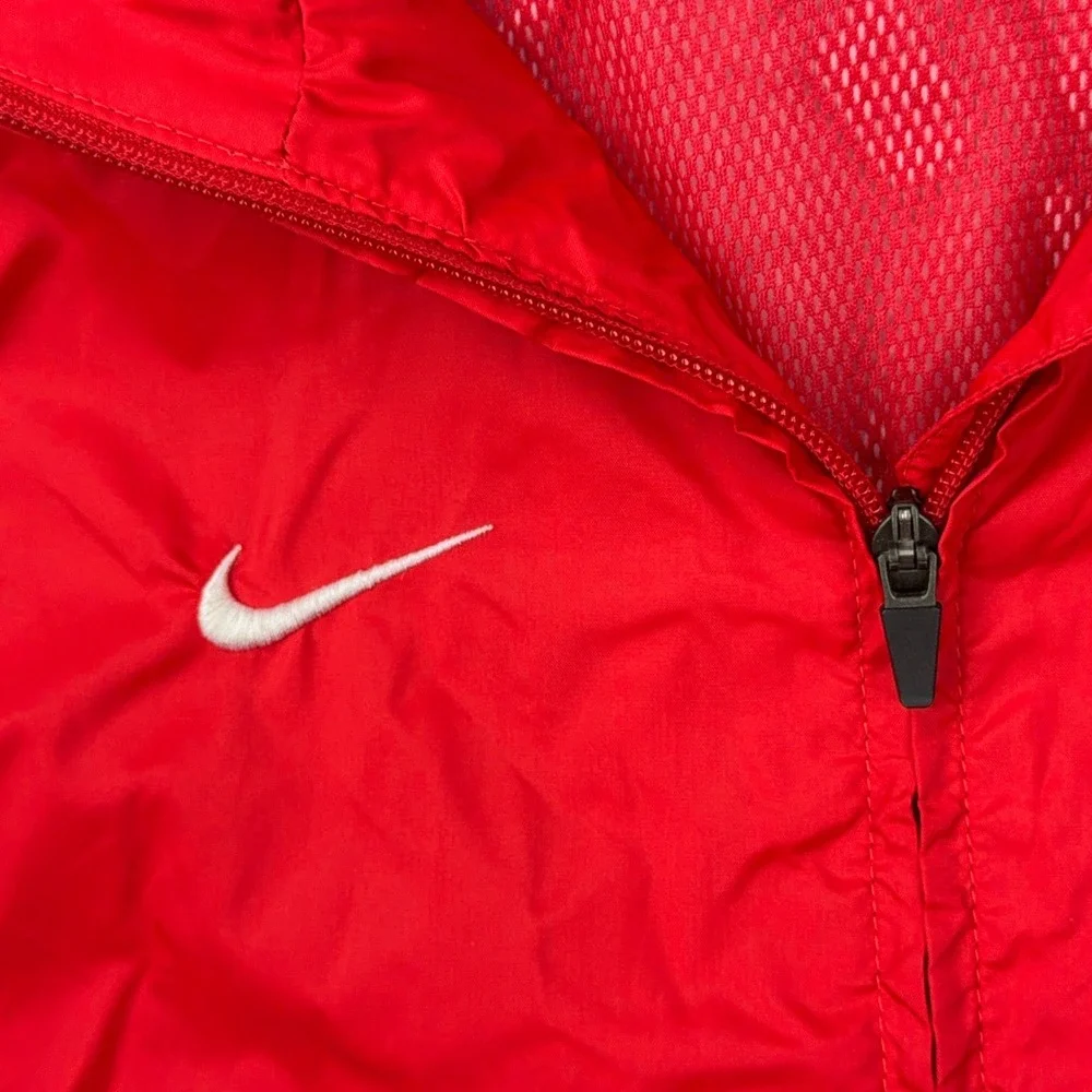 Nike Rain Jacket Mens Medium Red Foundation 12 Hooded Windbreaker Zip Soccer